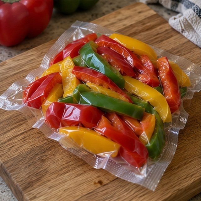 Нарязани чушки във вакуумиран плик